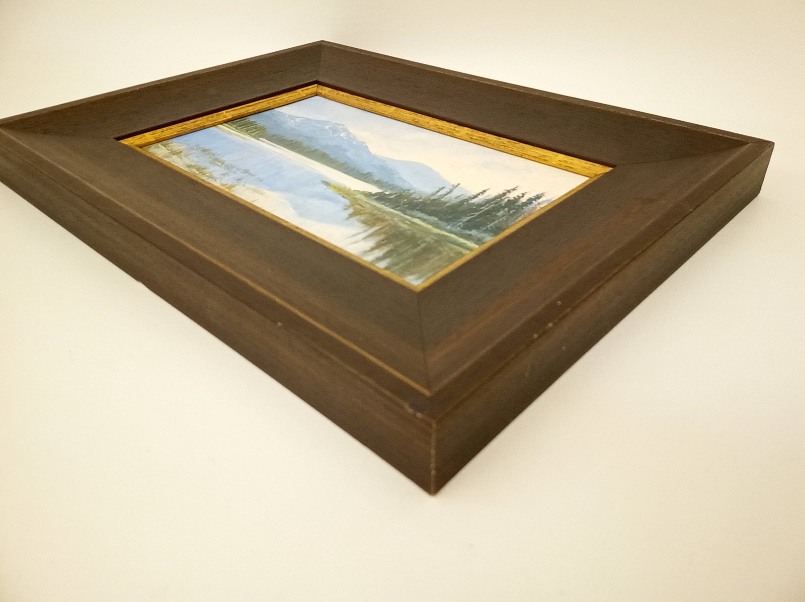 Nancy Knowles original oil on canvas painting framed lake landscape framed