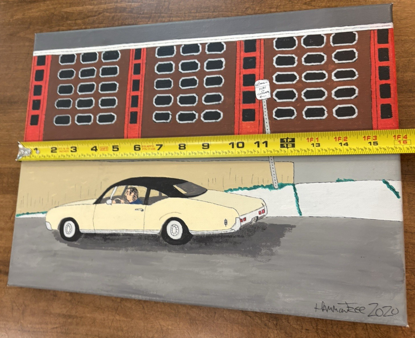 Don Hammontree Original Painting Signed 2020 12×16 Acrylic Vintage Car Cityscape