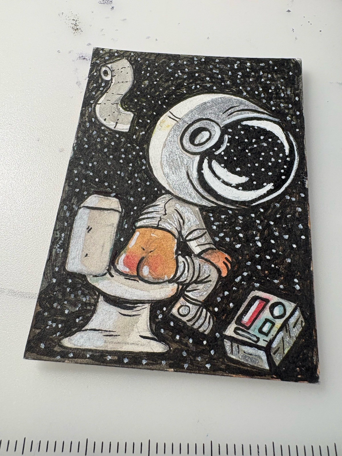 ACEO Art Card Original Signed 2.5×3.5” Mixed Media Mini Art Juan David Perez