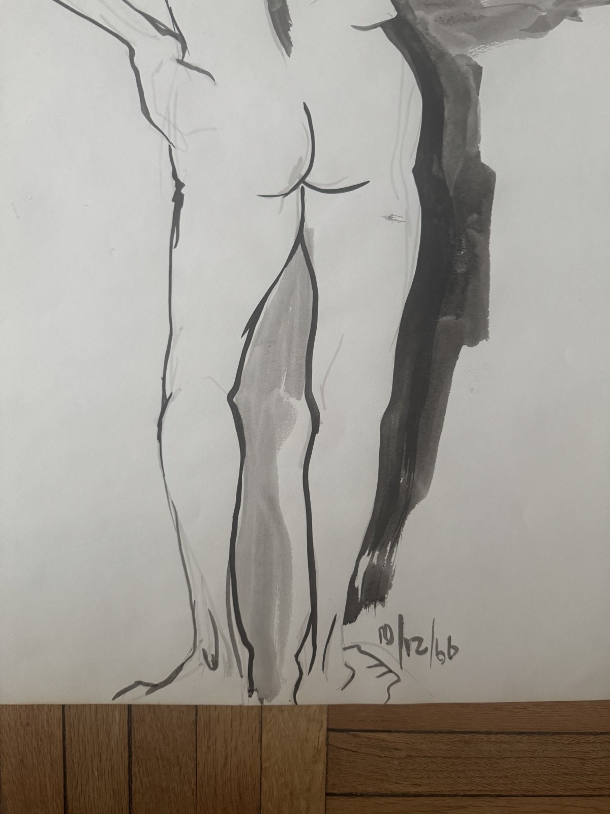 Vintage 1960s Watercolor Figure Study Man Woman 18 x 23 OOAK Dated