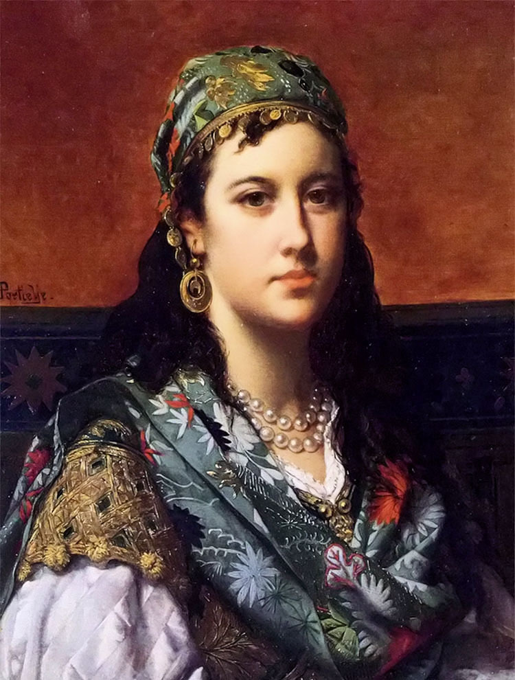 Oil painting Jan Frederik Pieter Portielje an oriental beauty noble lady picture