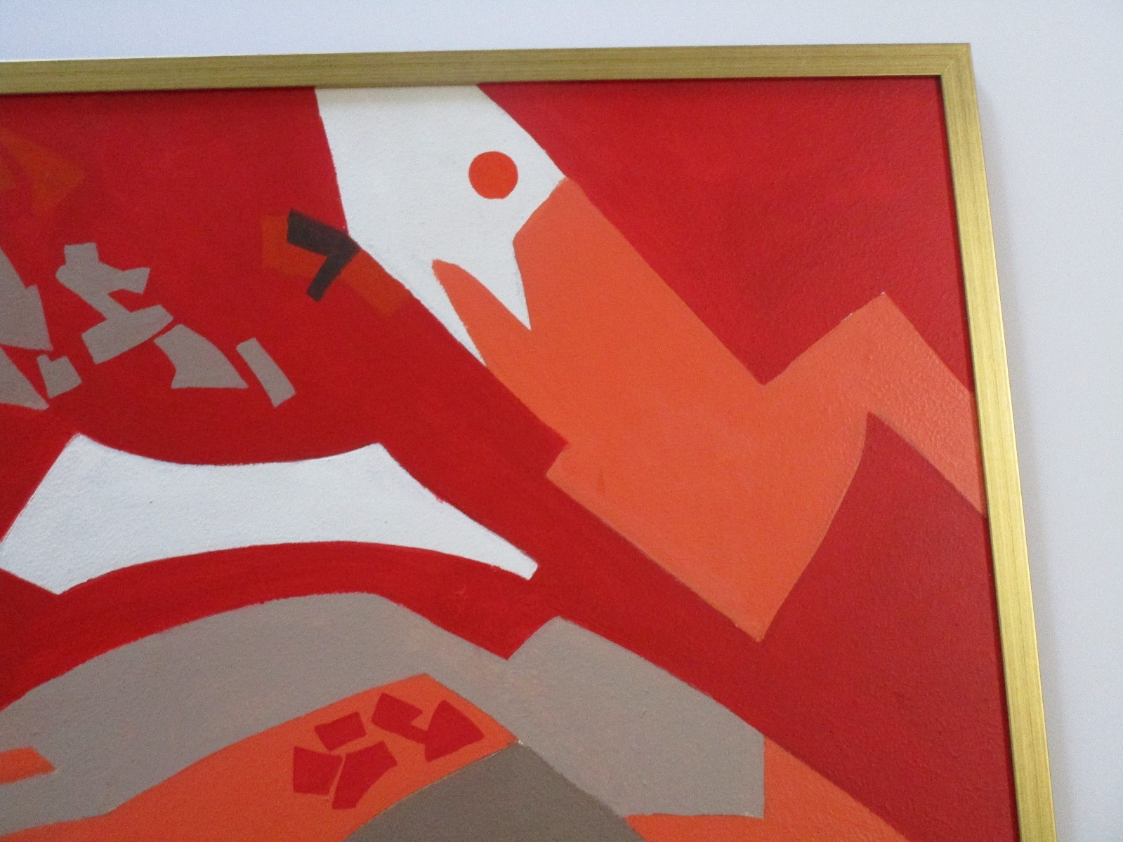 LARGE DAVID SEGEL PAINTING NON OBJECTIVE BIG RED MODERNIST GEOMETRIC MODERNISM