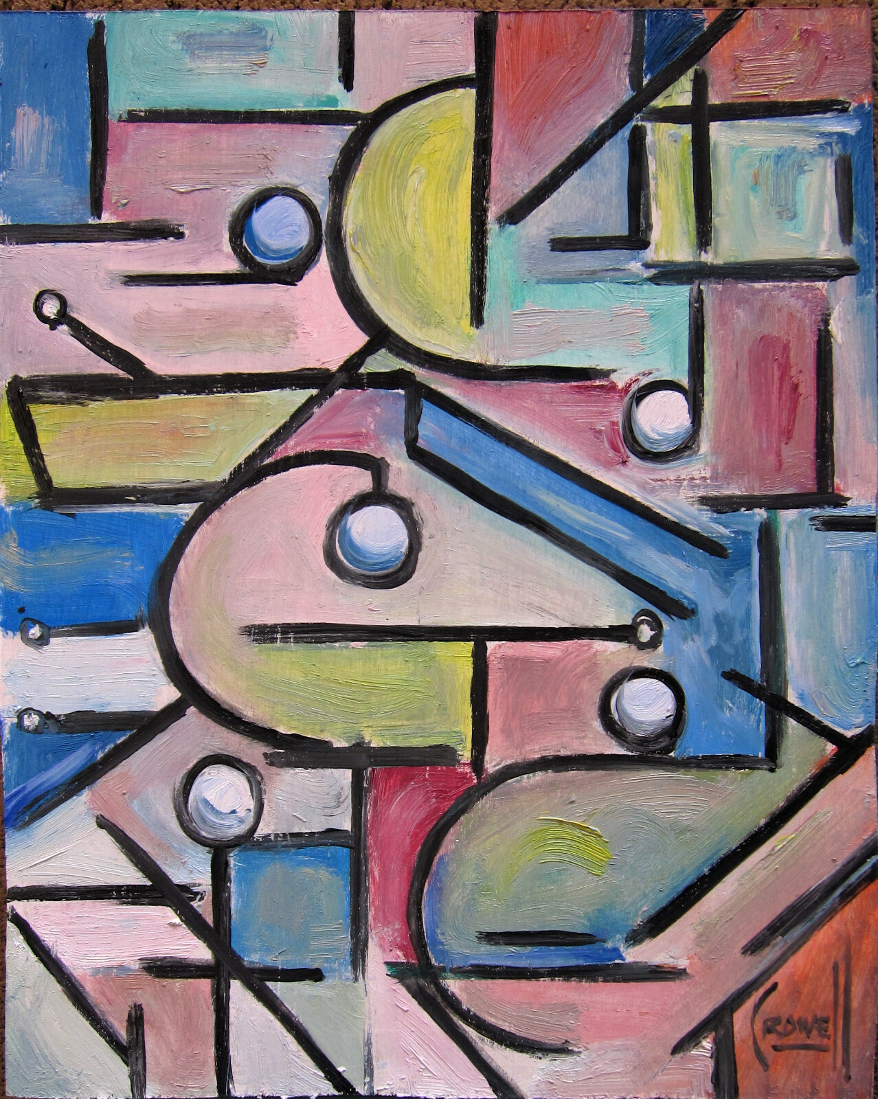 HAVING IT ALL abstract 8×10 wood panel original oil painting art signed Crowell