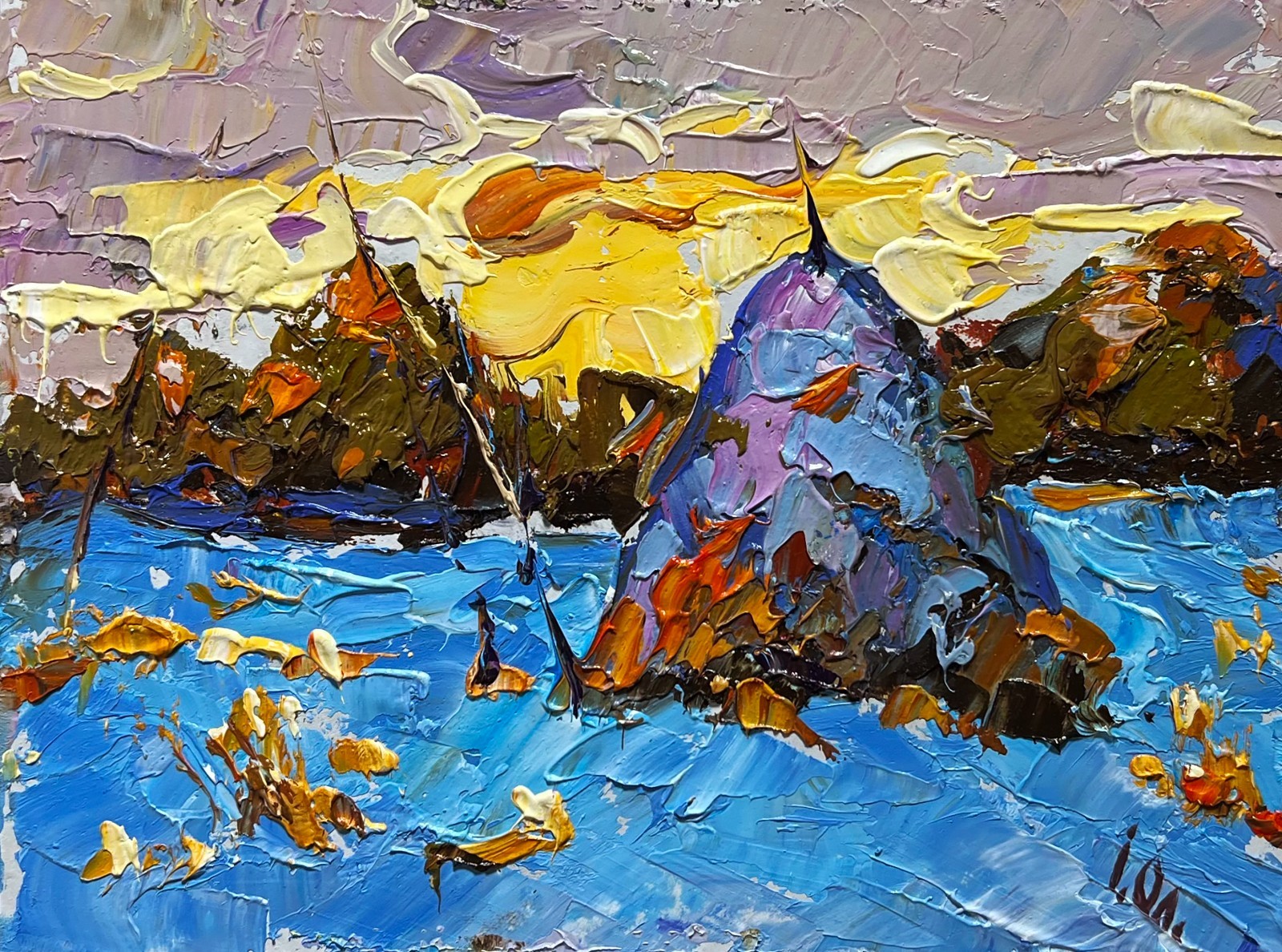 Oil Painting Snow Blue O. Ivanyuk Landscape Unframed Original nAAA3924