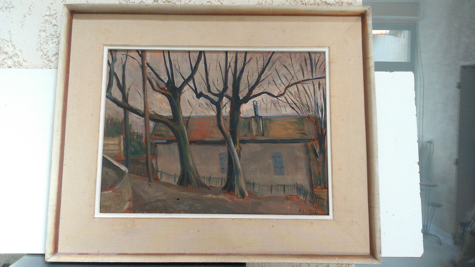 Painting Dated 1942 And Monogrammed Label On The Back