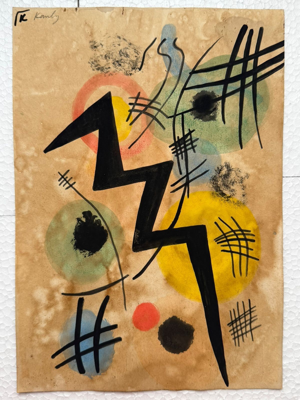 VASILY KANDINSKY painting drawing on old paper signed stamped