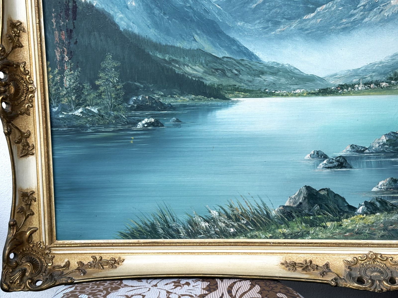 Olshof Stoltz (German), VTG c. 1950’s Ex. Large O/C «Mountain Lake Landscape»!