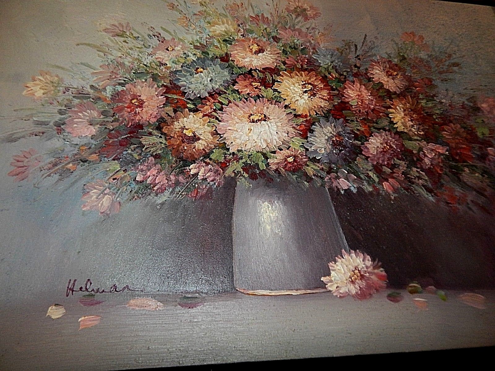 3-D Painting: Dahlia Still Life. Raised Flower Petals. Superb Depth and Color.