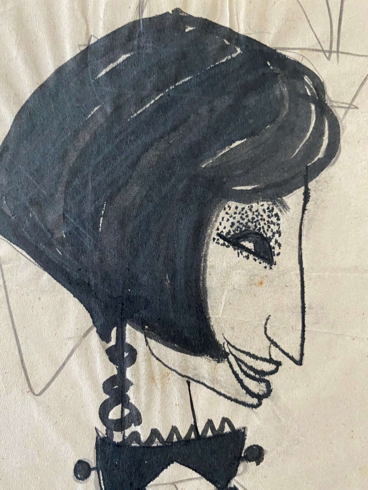 Juan David. Caricature. Untitled, ca 1962. Mixed media on paper. Original art
