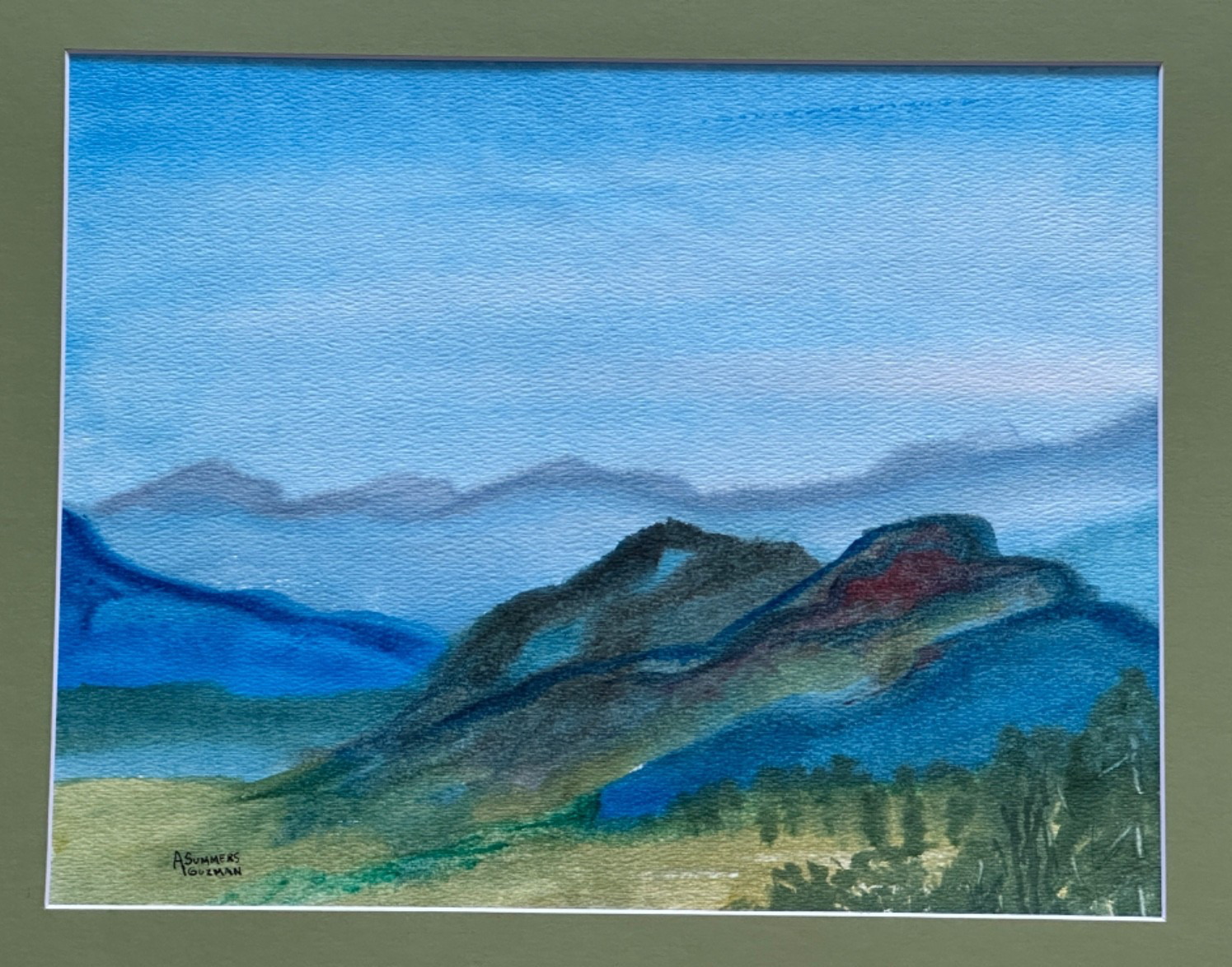 ALICE GUZMAN ORIGINAL WATERCOLOR PAINTING MATTED 16″ X 20″ NEW MEXICO 1980’S
