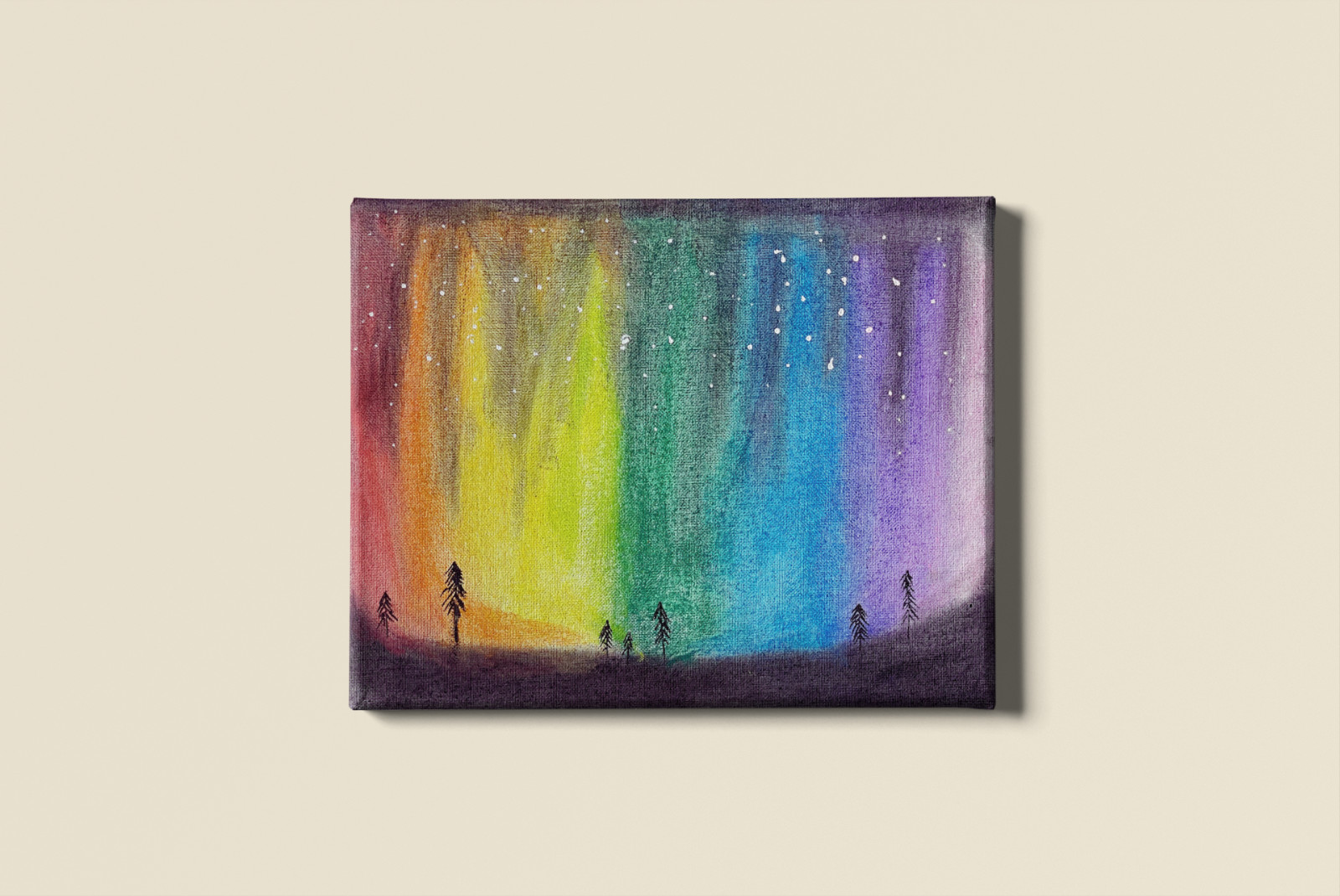 Northern Lights Reverie | Aurora Borealis Chalk Art – Original 9×12 Canvas