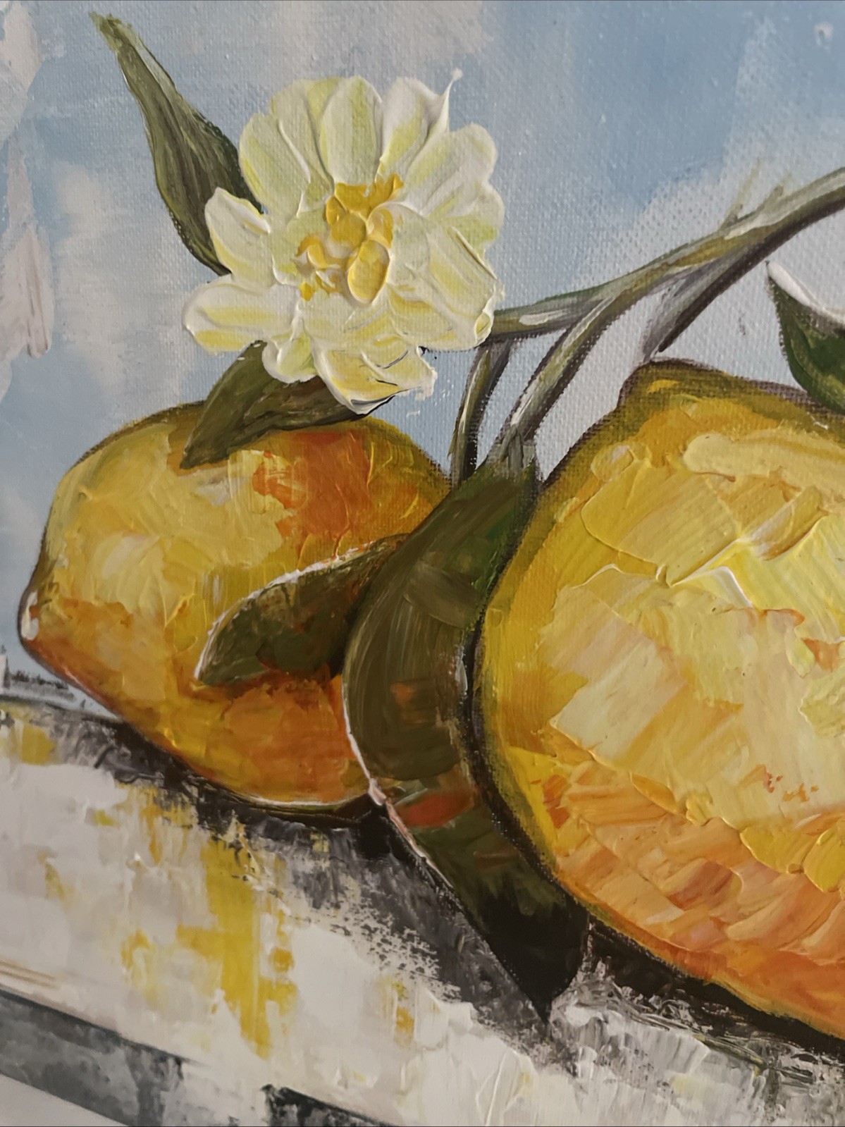 Vintage Impressionist Painting, Fruit Still Life 20×16″ Lemons signed