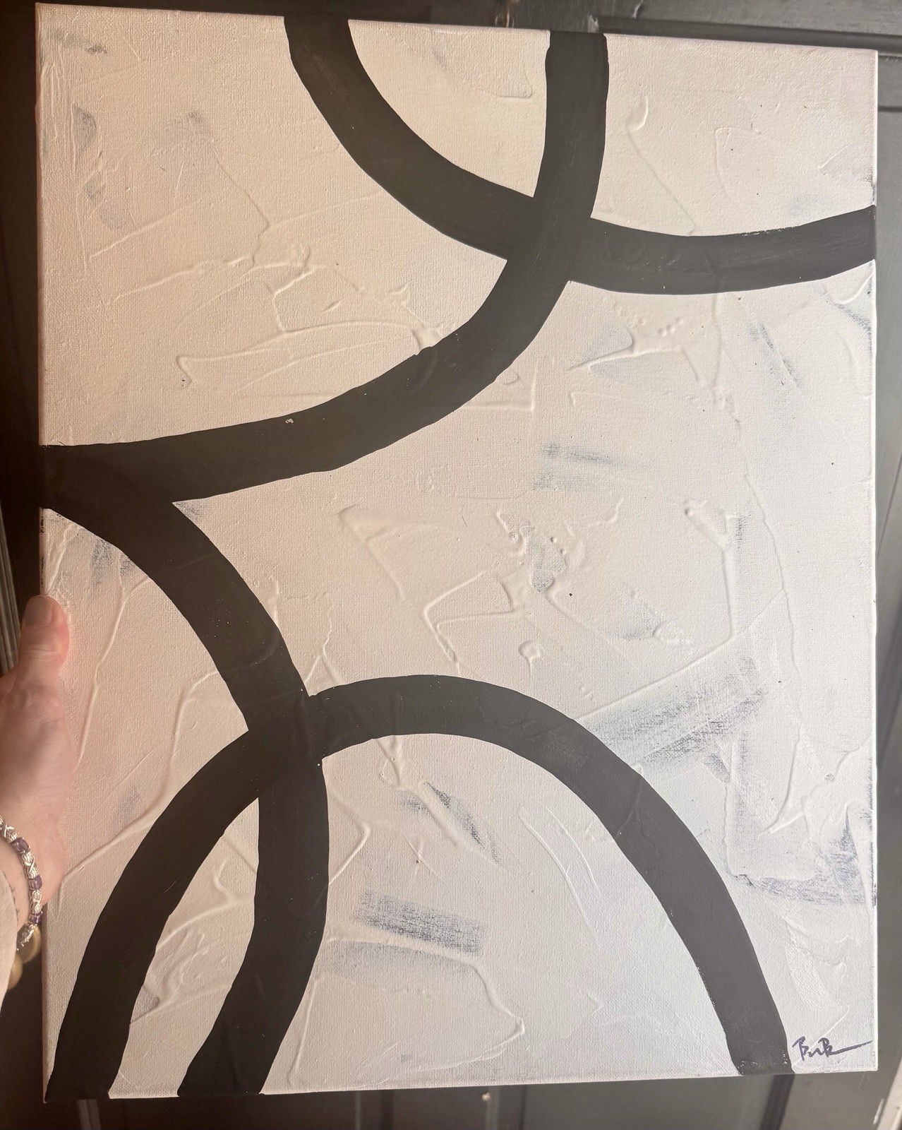 Black and White 16×20 Minimalist Painting Original Geometric Abstract Art