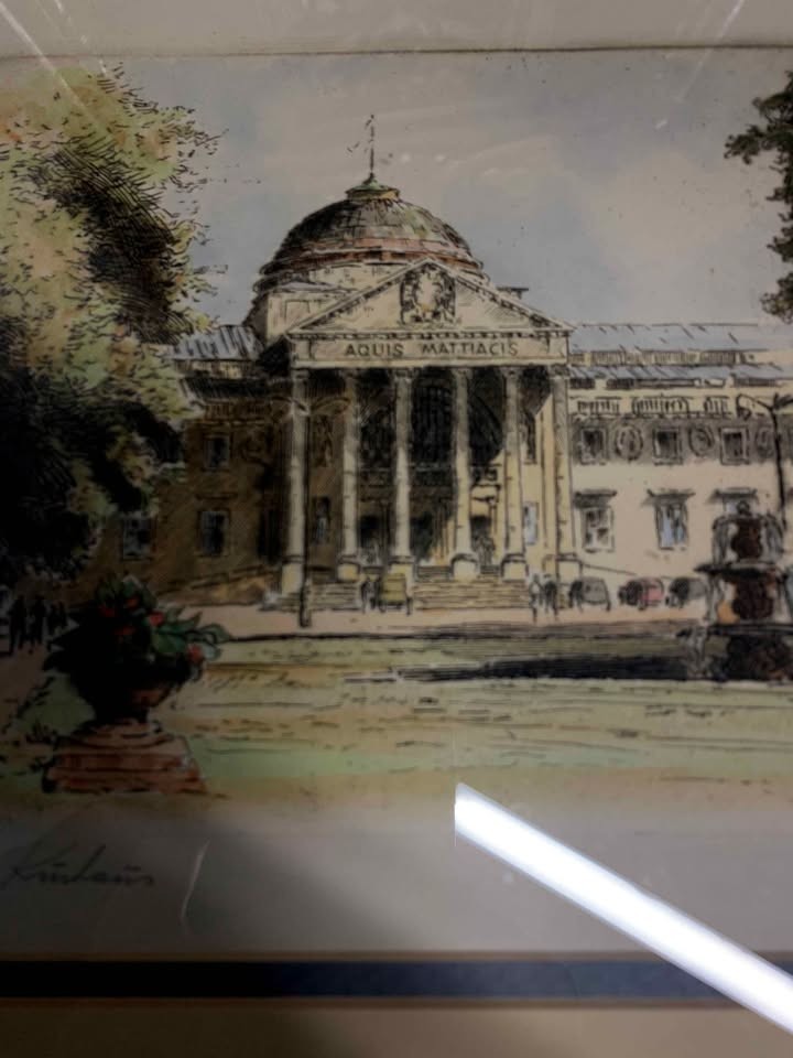 Antique signed numbered watercolor Wiesbaden Germany 12 X 16 frame beautiful