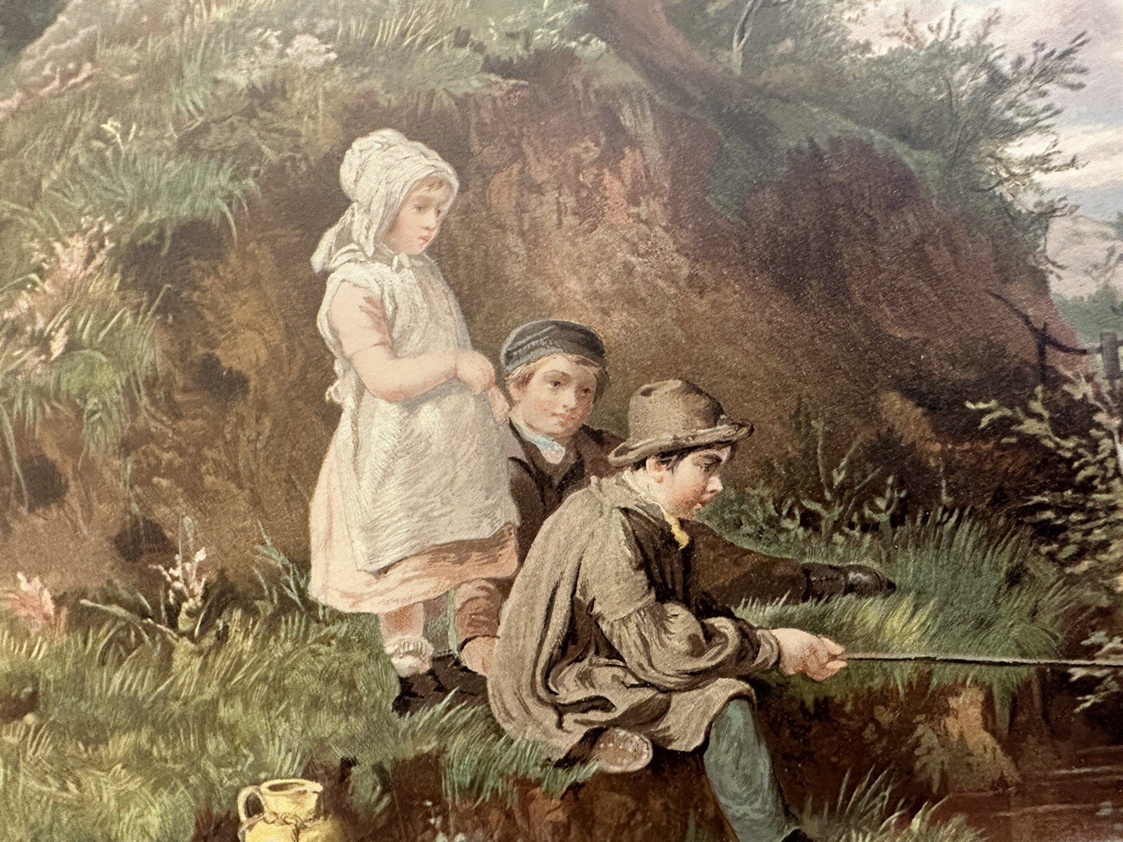 Print by W. Bromey “Little Anglers” 1880, 13” X 9”