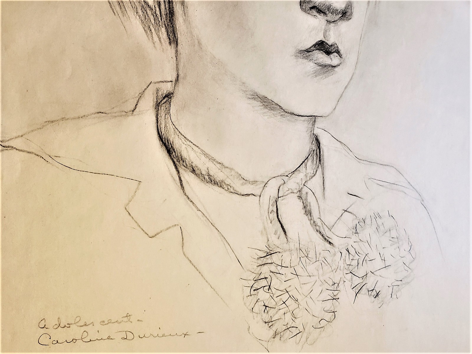 CAROLINE DURIEUX Original SIGNED Graphite Drawing «Adolescent» WPA FAP Project