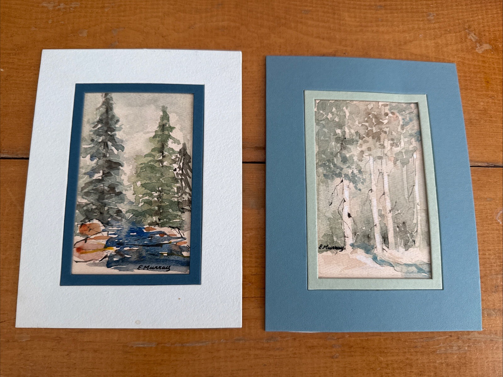 LOT Of 2: Edie Edith Murray Watercolor New Mexico Artist 1978 Signed Trees