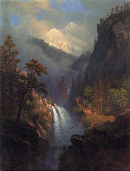 stunning oil painting handpainted on canvas- Cascading Falls at Sunset
