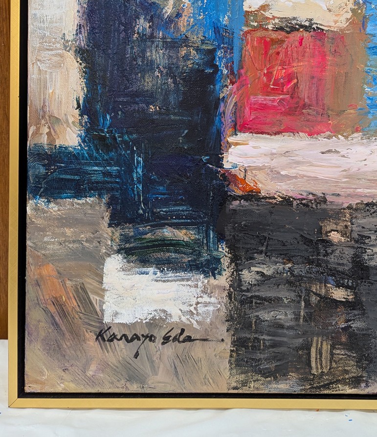 Abstract art framed original acrylic painting on Canvas. Medium size 19in x 25in