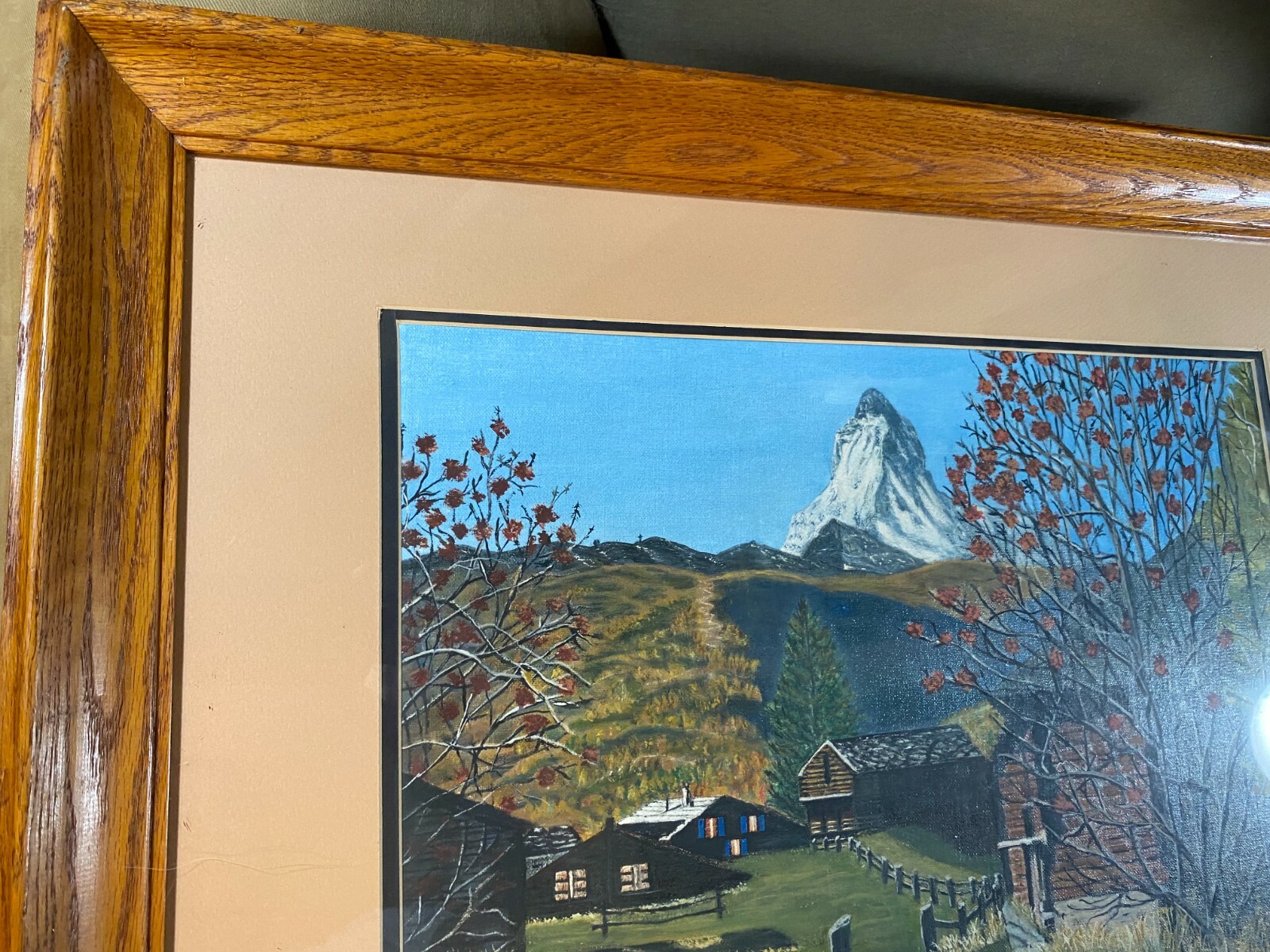 J Eddinger «Mountain Homes And Landscape Scene» Oil Painting – Signed And Framed
