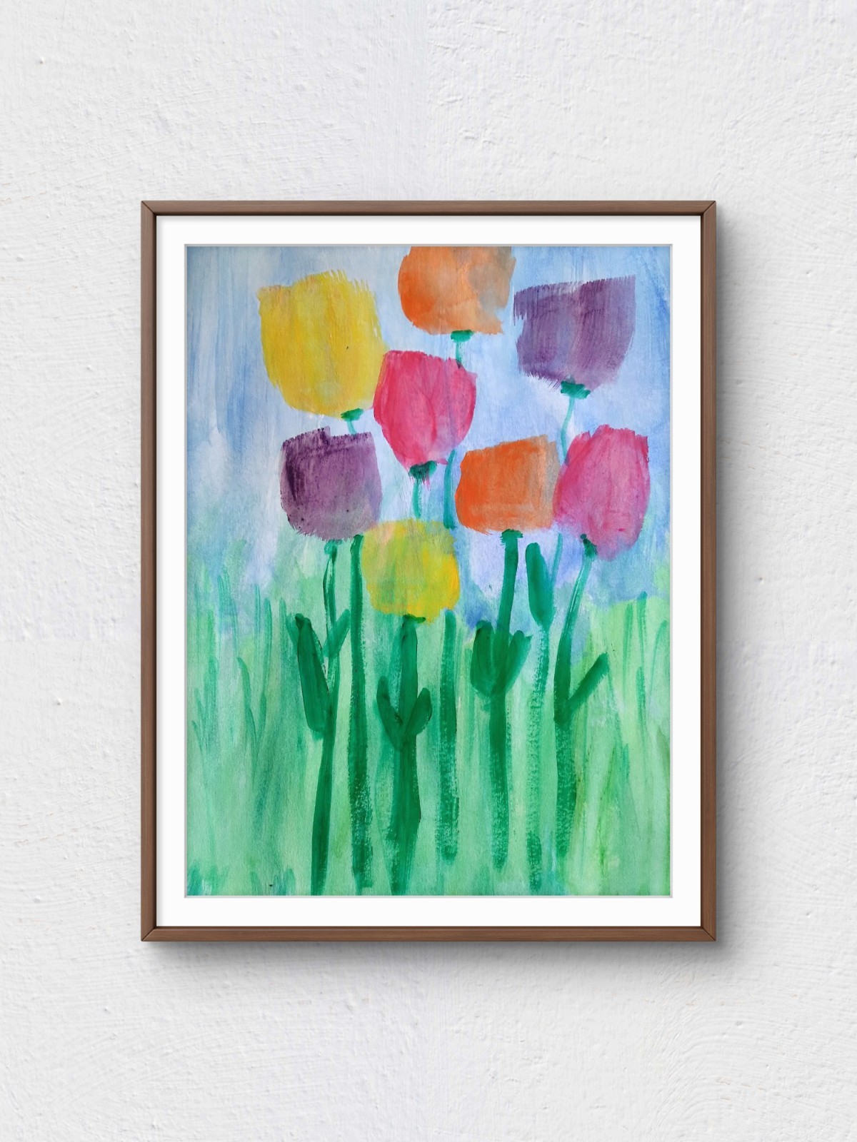 Original 9×12 Pastel Tulips Acrylic Impressionist Wall Art Signed on Paper