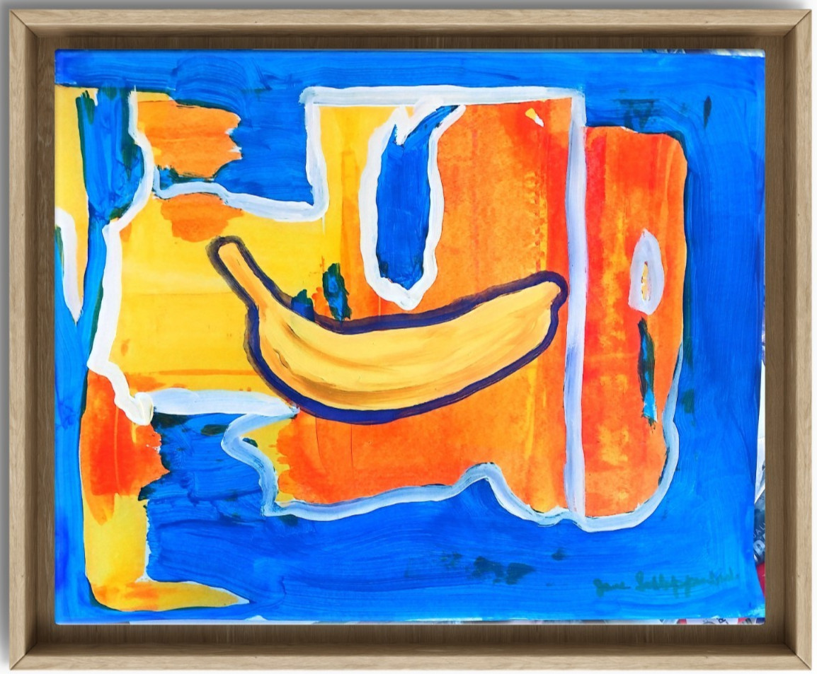 Colorful Modern Abstract Food Expressionism Acrylic Art Signed Original Painting
