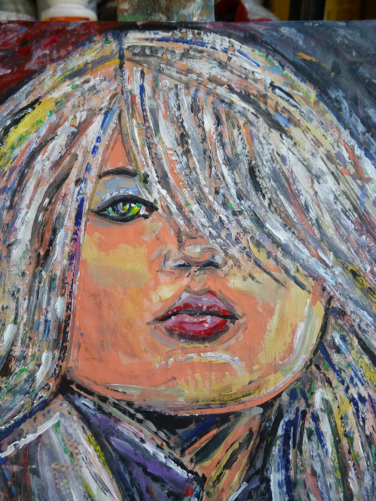 LEAD SINGER OF BLONDIE original 8×10 deborah card panel oil painting by Crowell