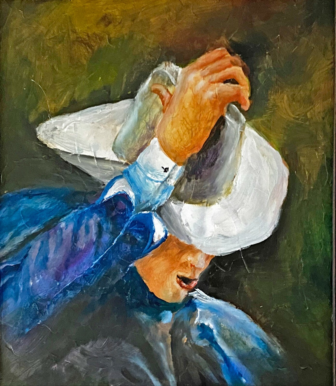 Cowboy’s break original oil painting gessoed masonite 7×9 fully framed by artist