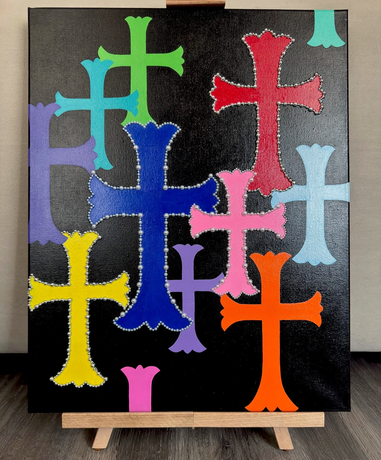 Multi-color Cross Hand Painting