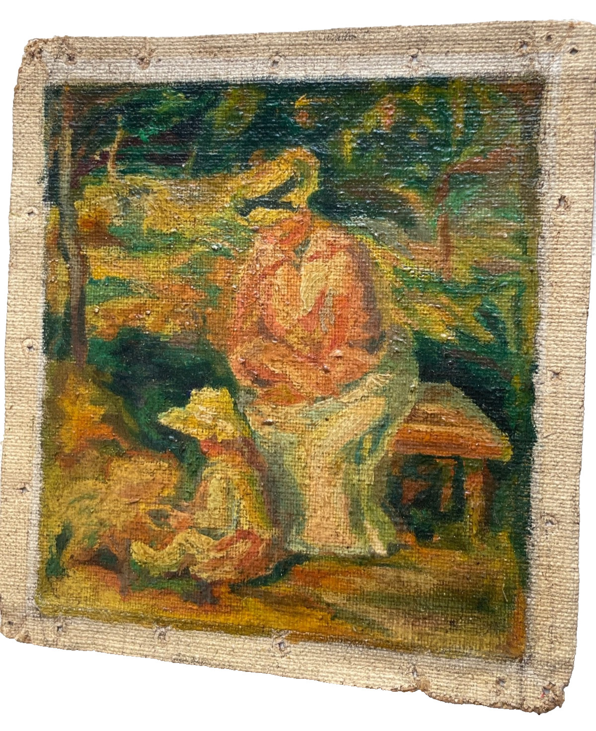 RENOIR Original French Impressionist – Antique Oil Canvas 1903’s – Woman & Child