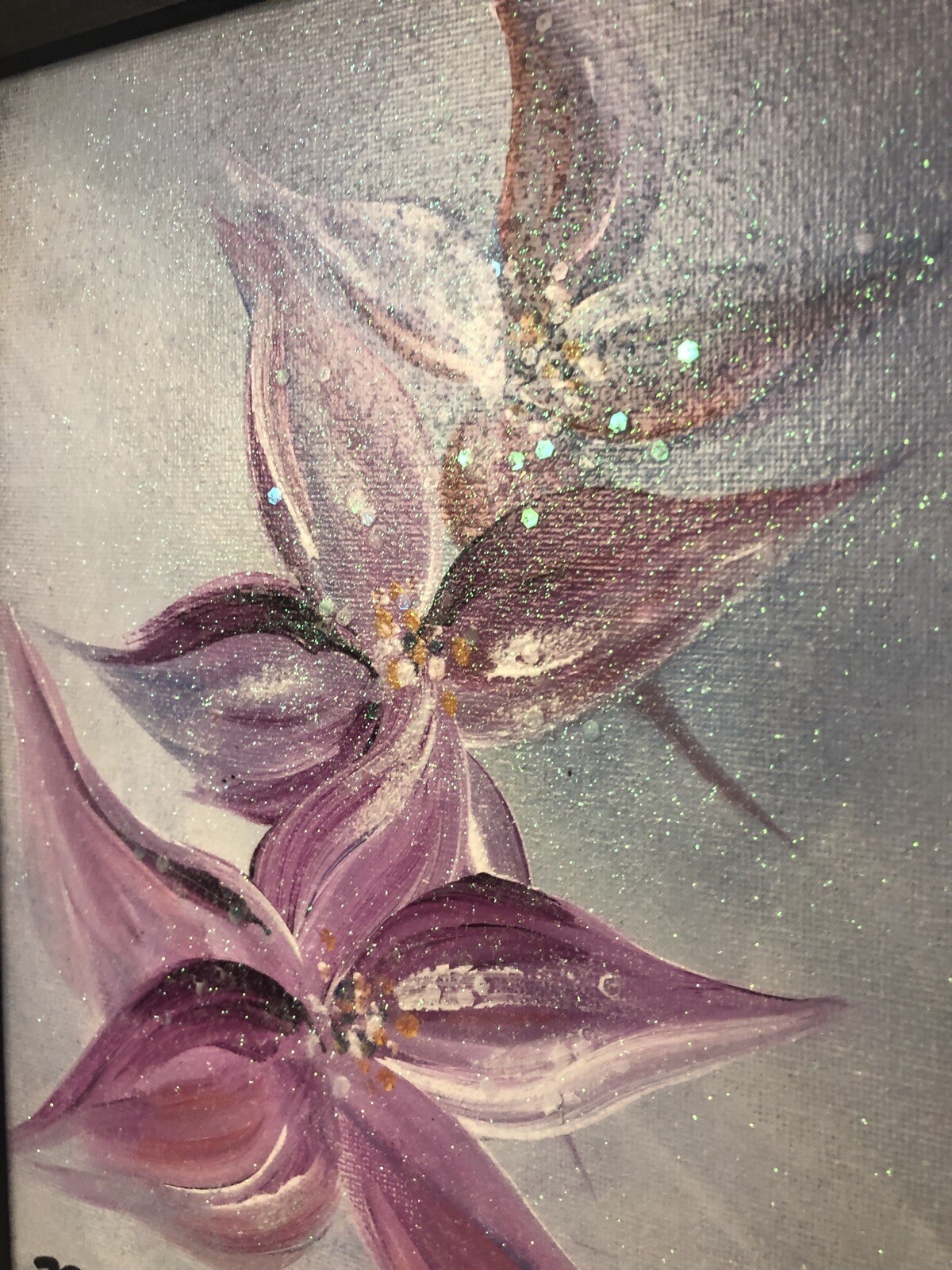 ‘Diamond Dust’, Acrylic On Canvas Floral Abstract Painting, 10”x8”