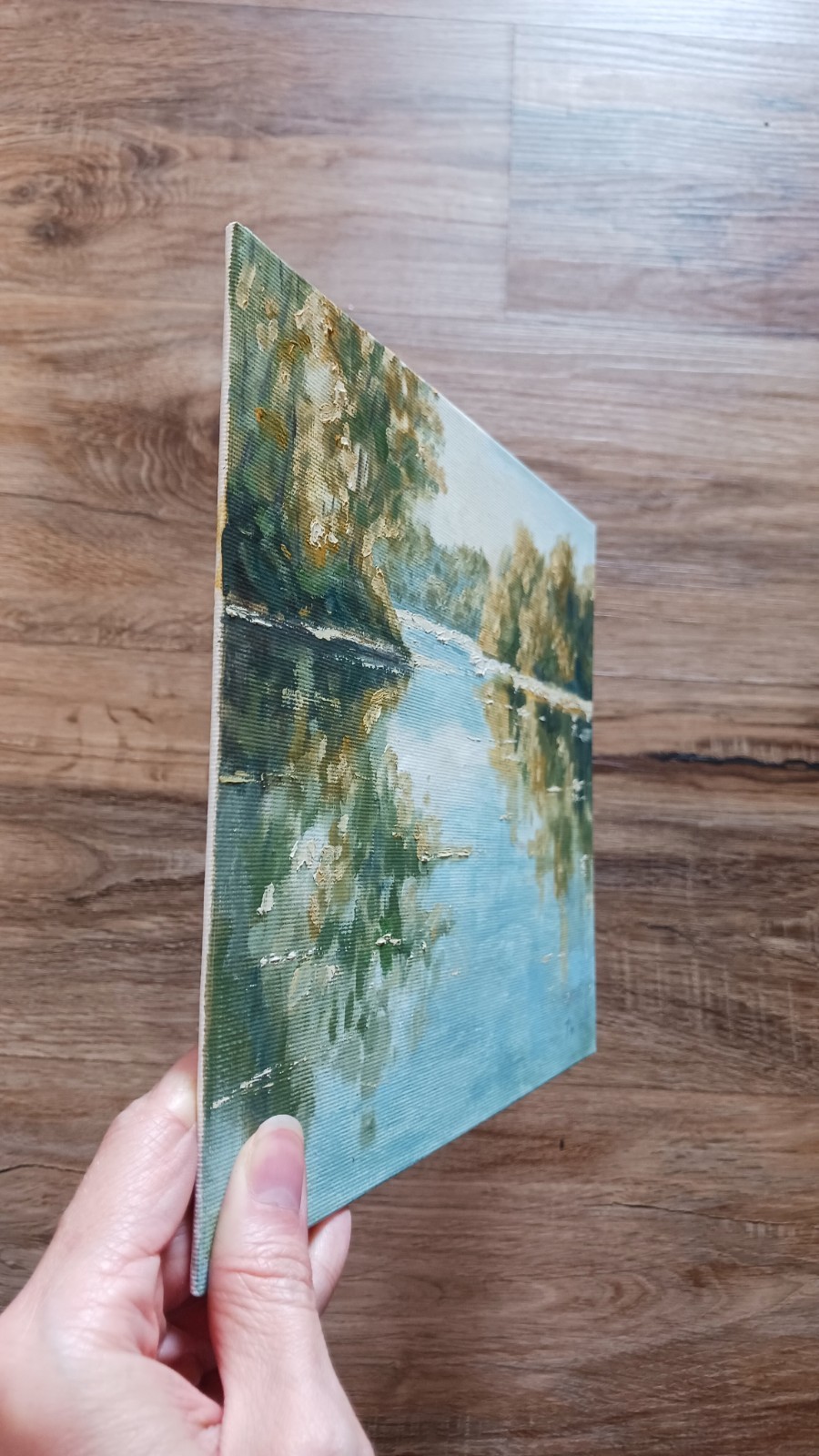 Lake Forest ORIGINAL Oil Painting Modern River Reflection Water Fine Art 8″x10″