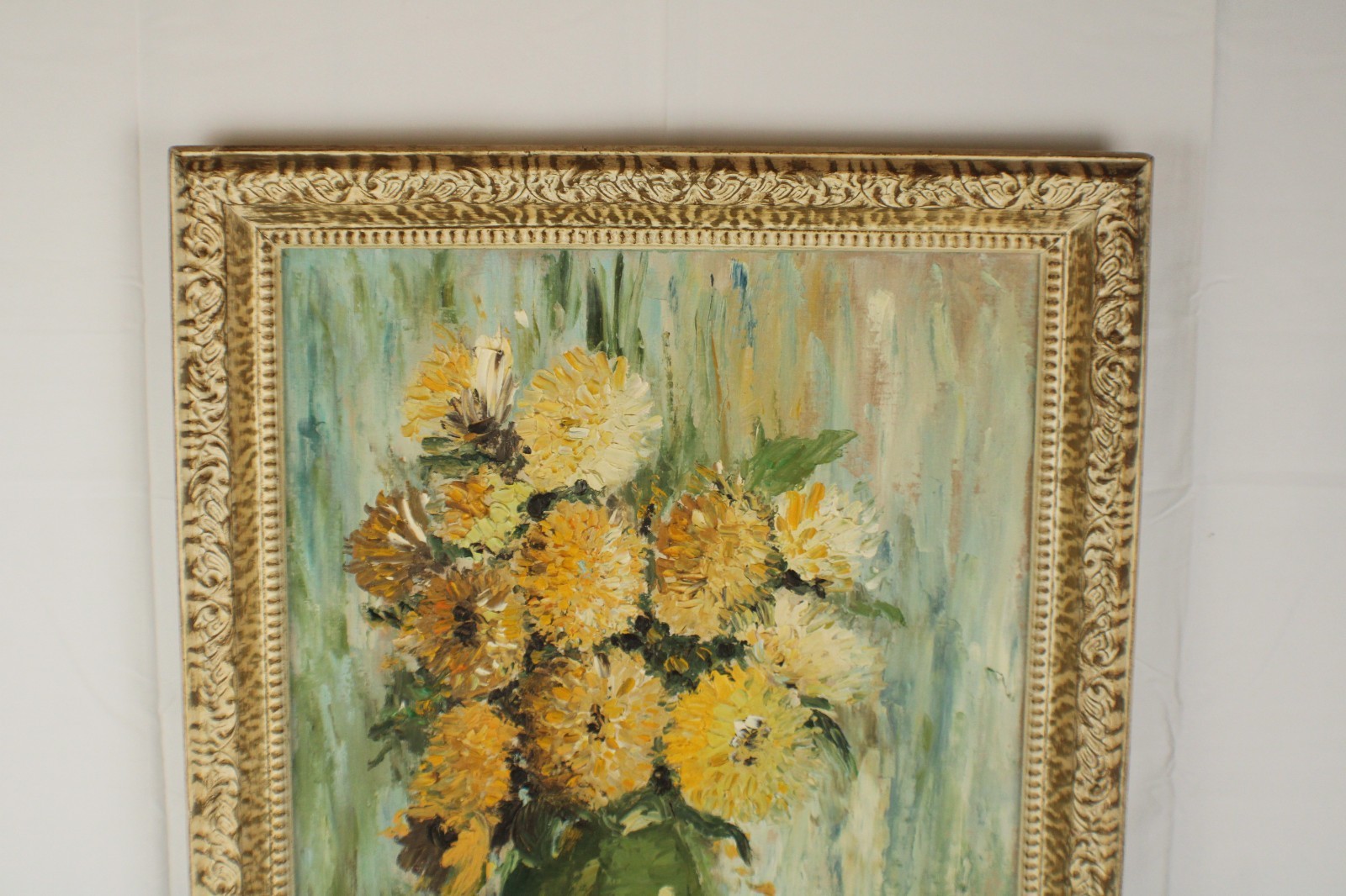 Mid Century Floral Still Life Oil Painting On Board Signed Brandon