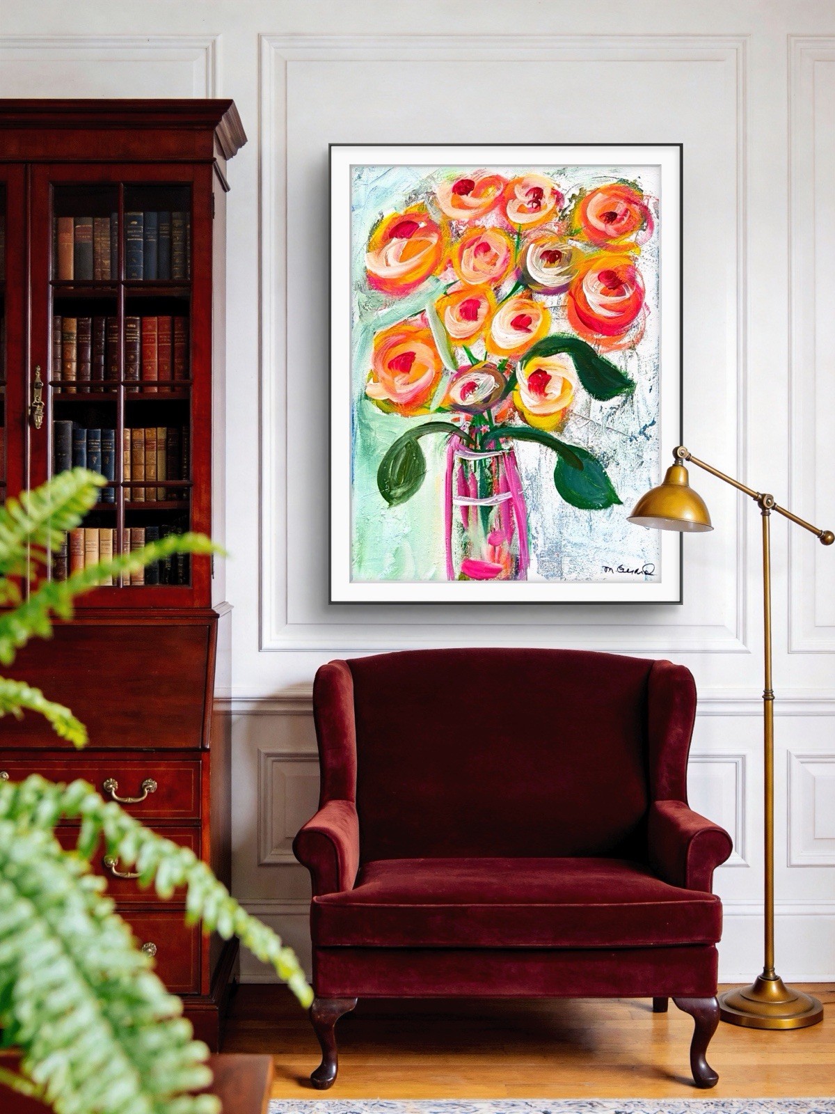 GERARD 8X10 IN- Abstract Expressionist Original Acrylic Painting Flowers