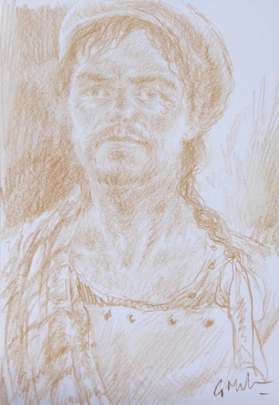 GERRY MILLER – Original Drawing «Portrait» Graphite Pencil on Paper.15x21cm