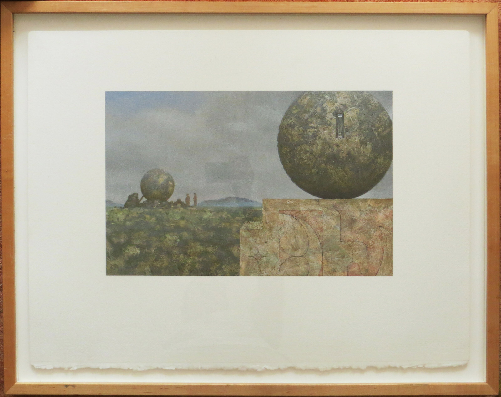Clayton Anderson – Surrealist, Visionary Painting – Landscape with Two Spheres