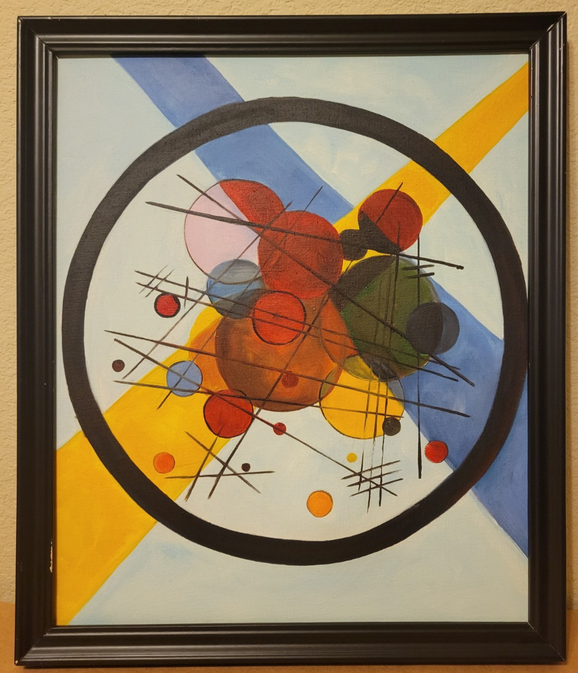 Wassily Kandinsky Canvas Painting Replica of ‘Circles in a Circle’ 27″x23″ Frame
