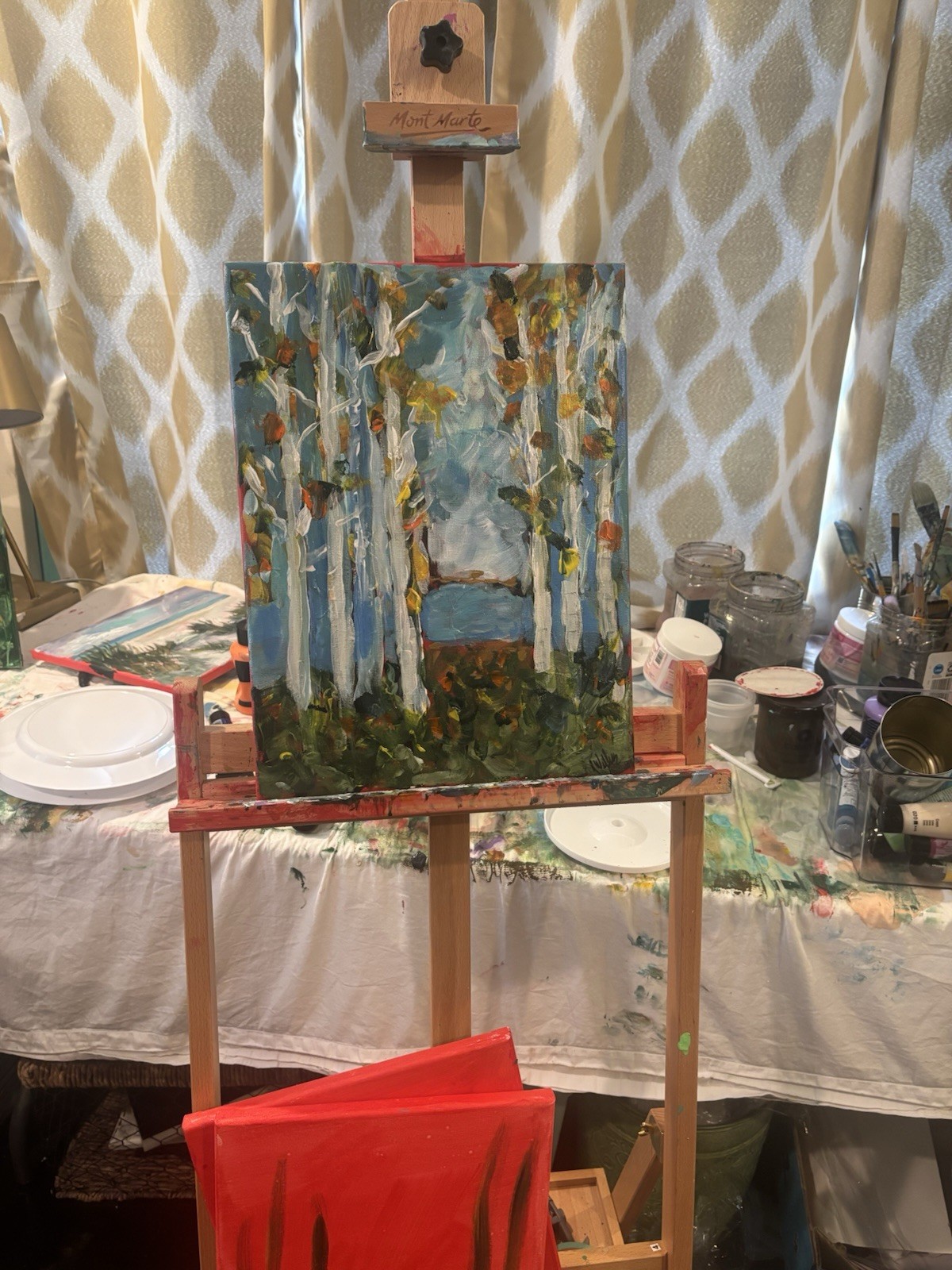 “Forest Standing” painting Сanvas wall-art signed 12×16 Brand New OOAK