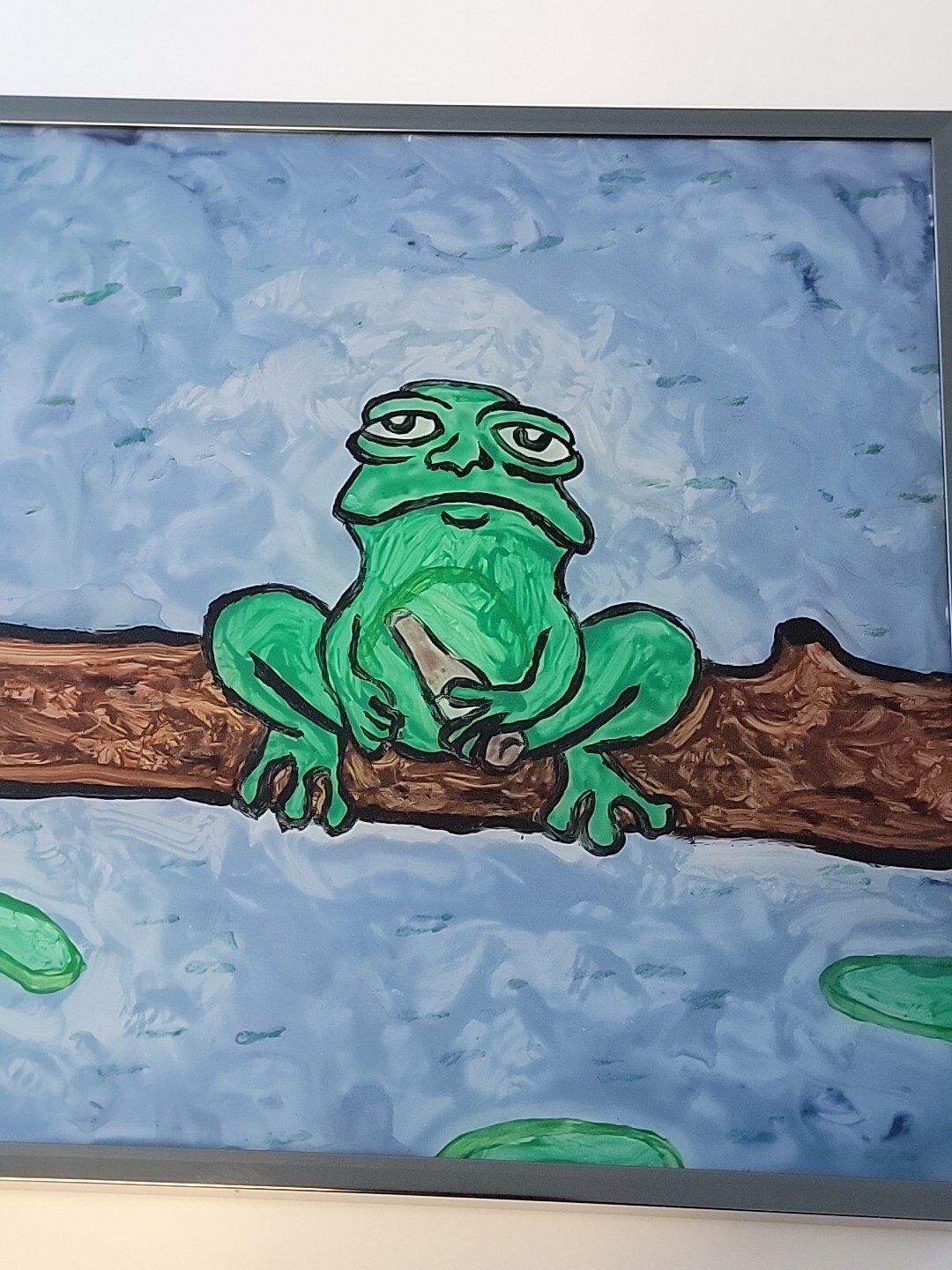 Drunk Frog Original Acrylic On Plexi Glass By Travis T.