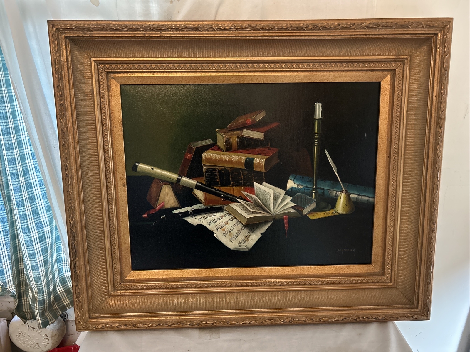 JUDY FAIRLEDY Listed American Artist TROMPE L’OEIL STILL LIFE PAINTING Framed