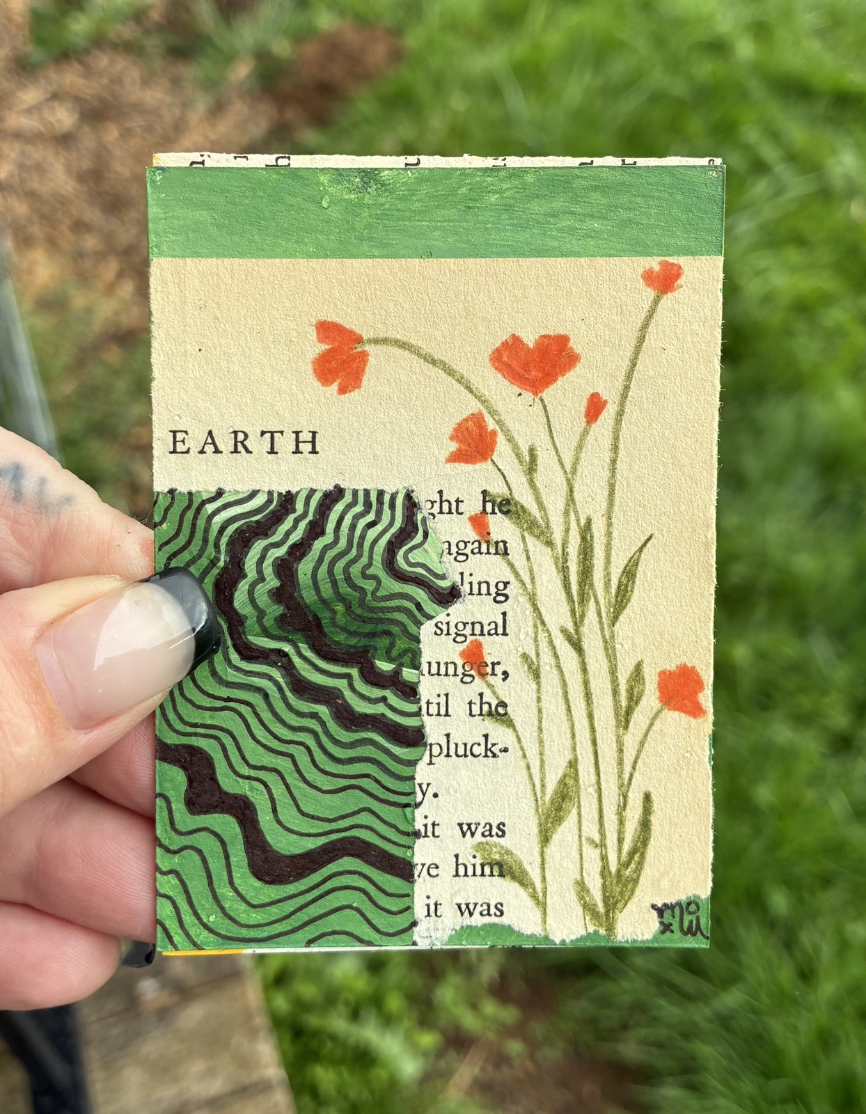 ACEO Original Art Card Floral Mixed Media Collage ATC by McKenna Mills
