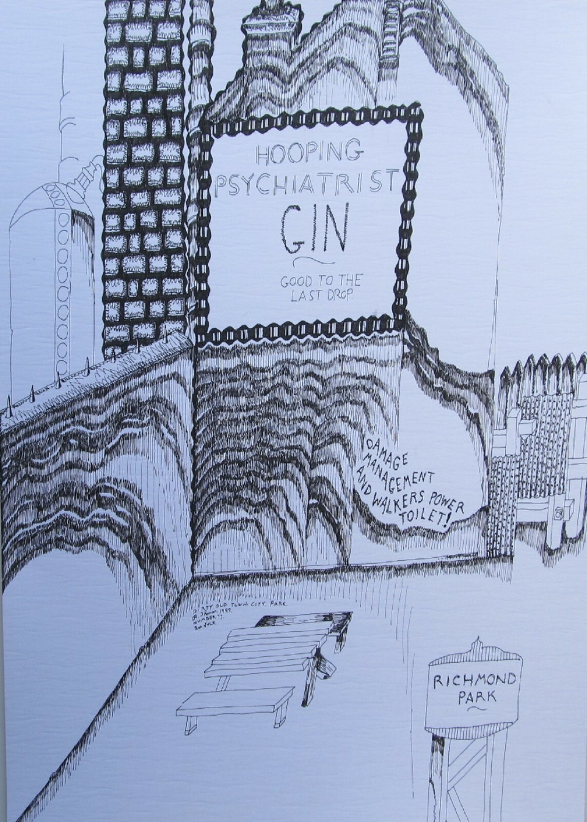 ROWAN THOMSON AUSTRALIAN INK «DIRTY OLD TOWN CITY PARK» 1999