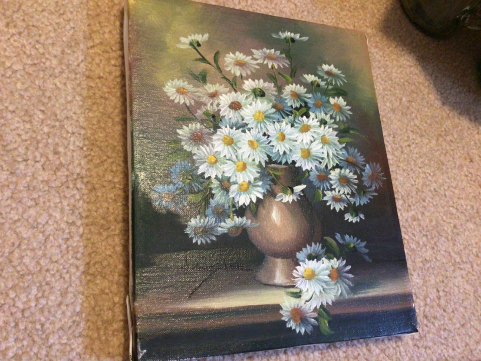 Vintage Oil Painting Daisies in Vase Signed Nancy Lee Still Life Framed