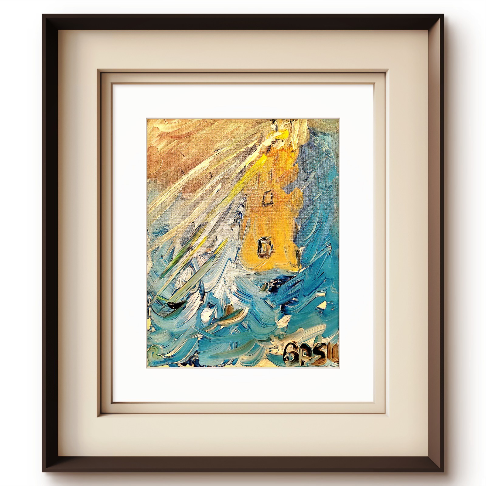 Man Against The Sea Original Expressionism Acrylic Abstract Canvas