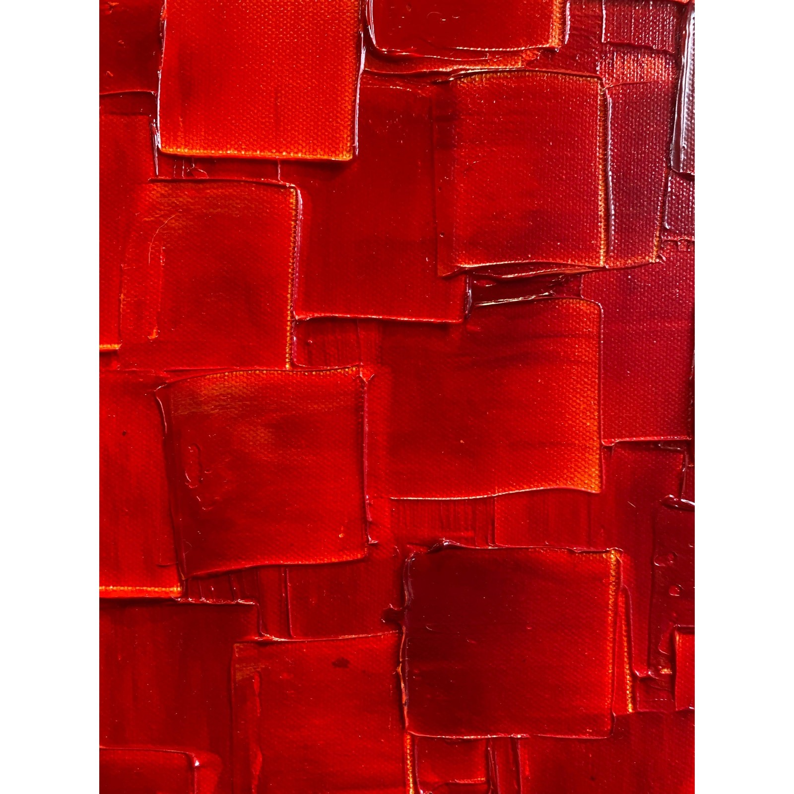 ORIGINAL Large Red Abstract painting, Squares, Geometric Textured Fine Art 48×24