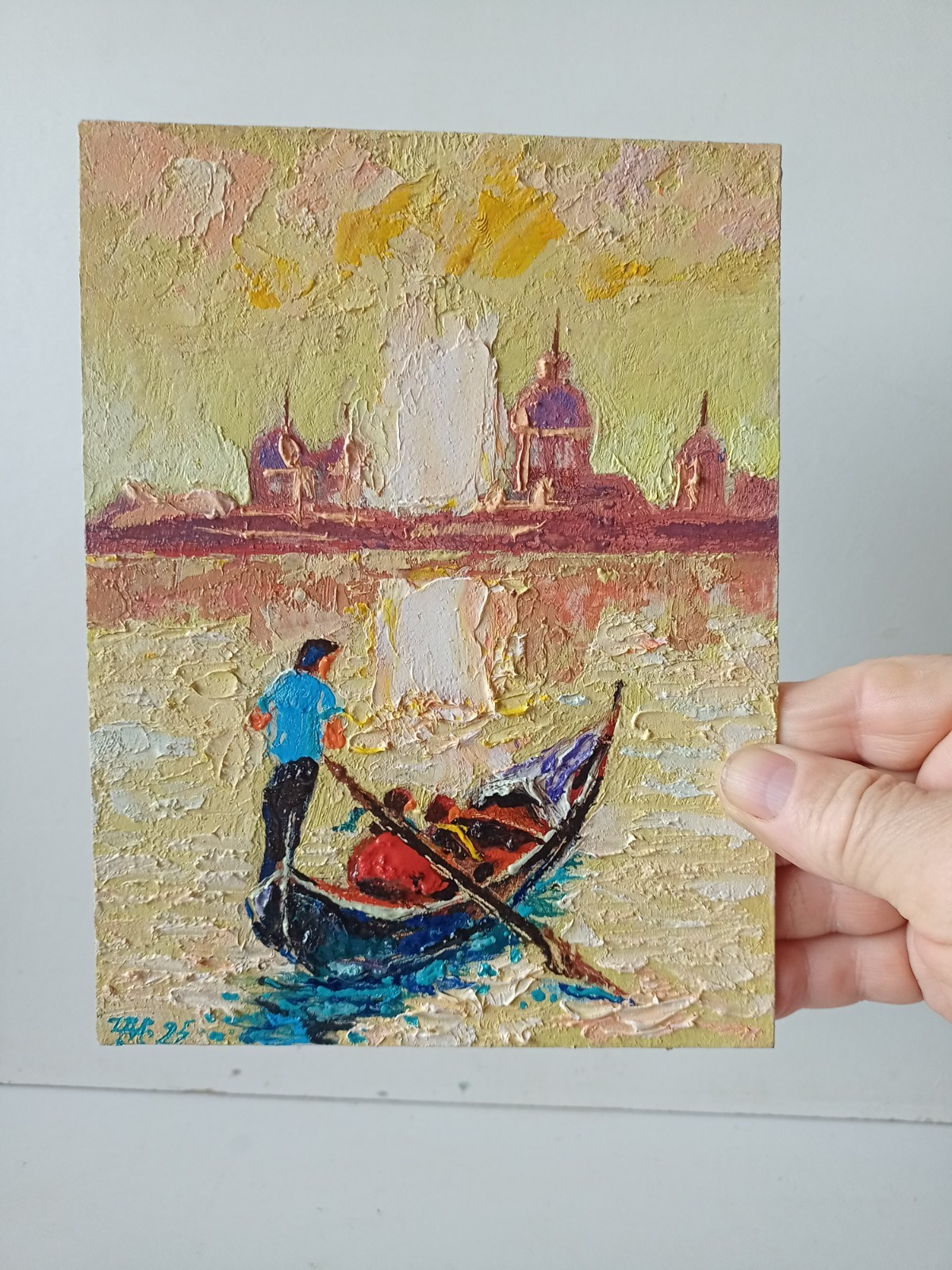 Venice Impasto Painting Original Art Impression Oil Painting 7.8 x 6 in