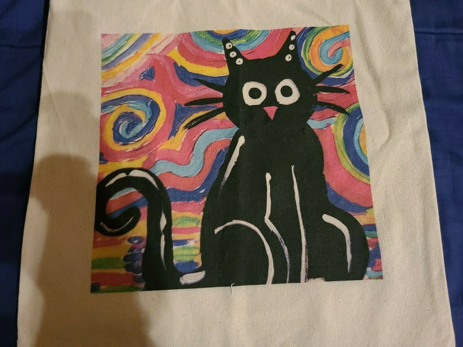 NEW NOT ACEO CANVAS ABSTRACT CAT TOTE BAG 15×15 » 2000-now