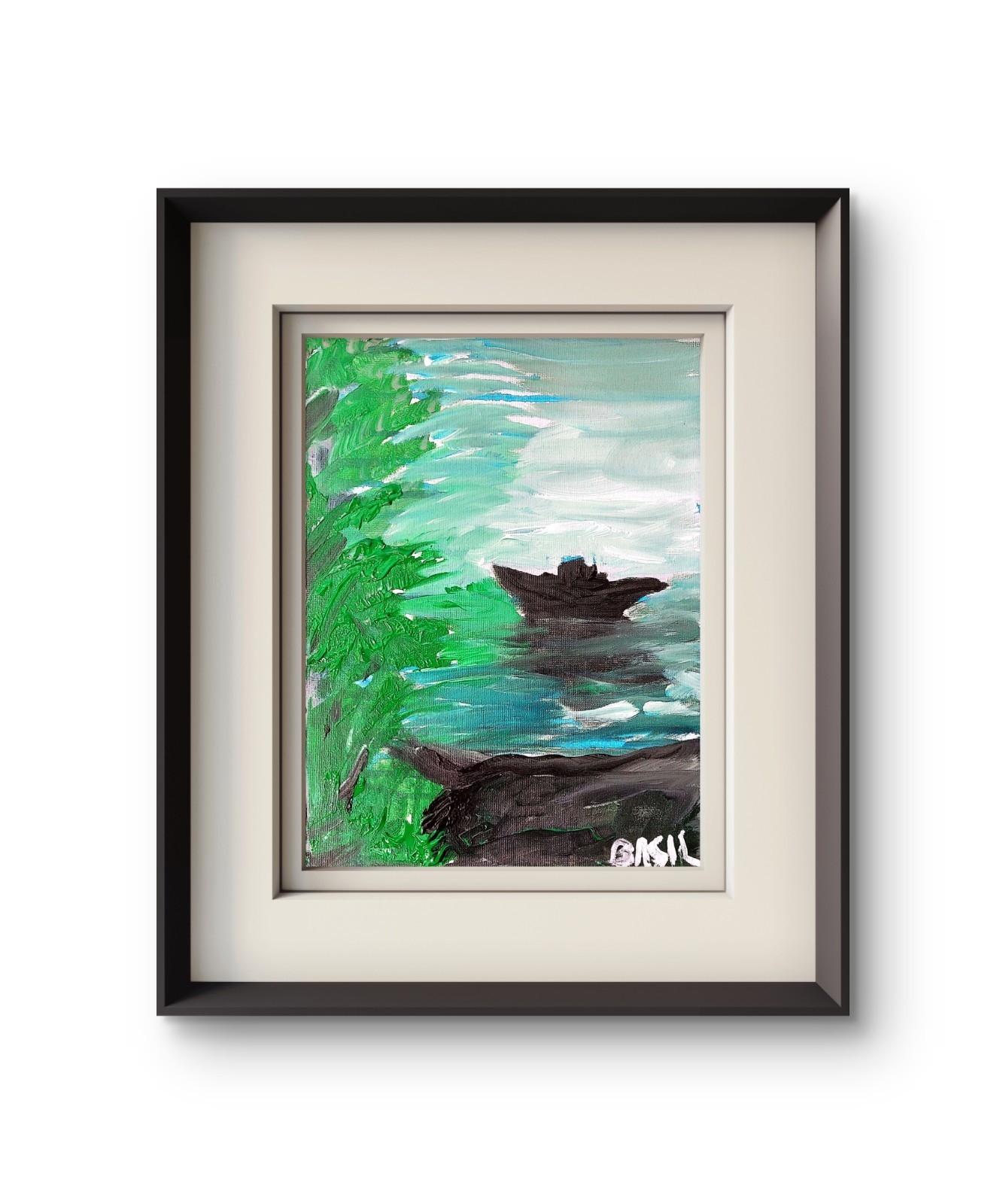 Boat In Stillness Quiet Passage Original Expressionism Acrylic Abstract Canvas