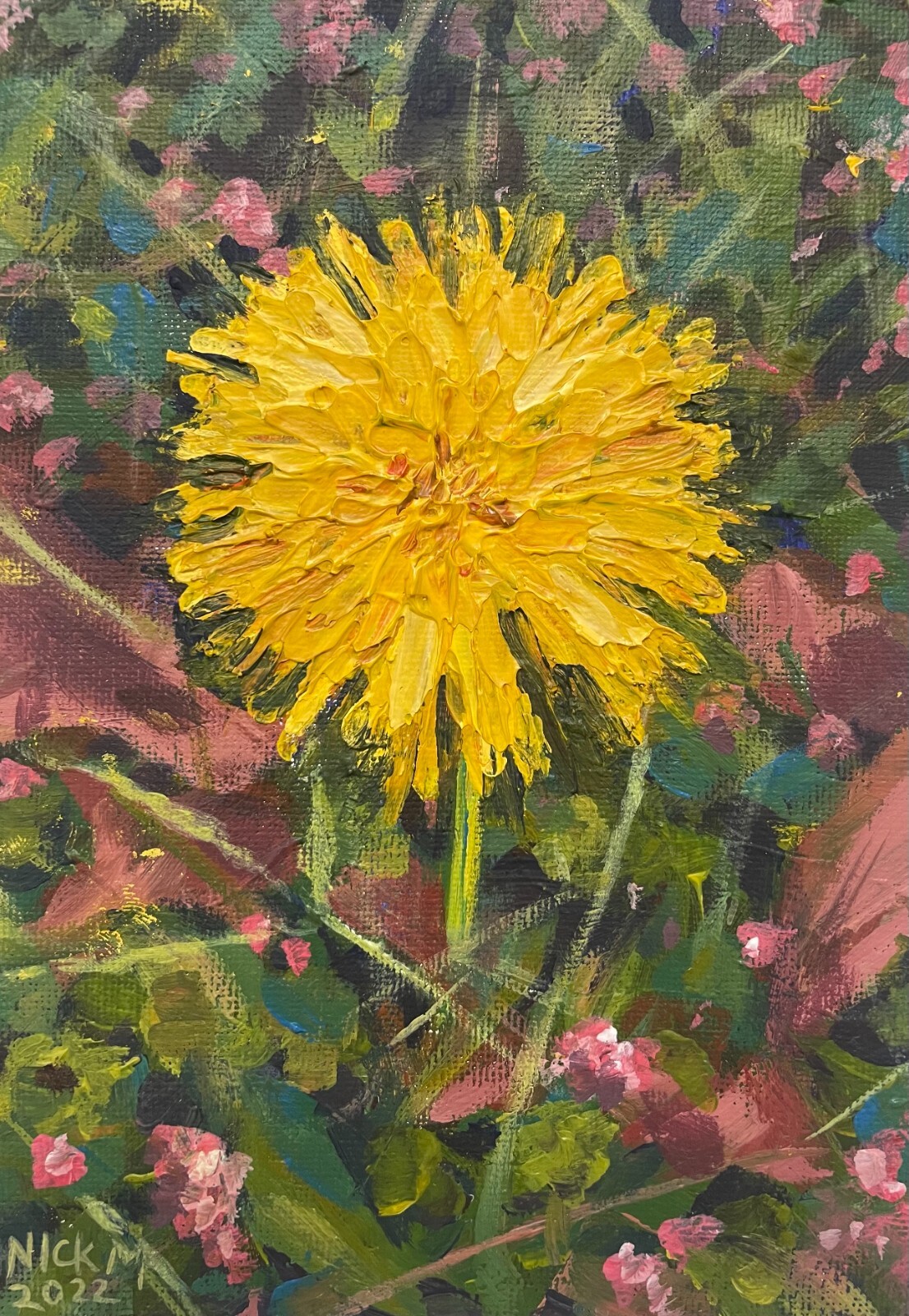 Dandelion- 5×7 inch painting- artist Nick Mears