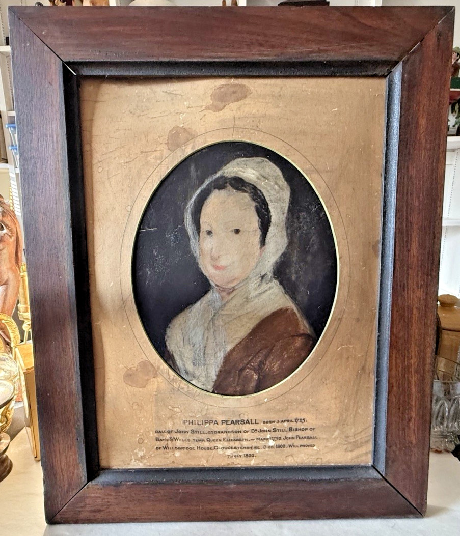 Antique Painting Philippa Parsall by James Gabriel Huquier Framed 18th C.